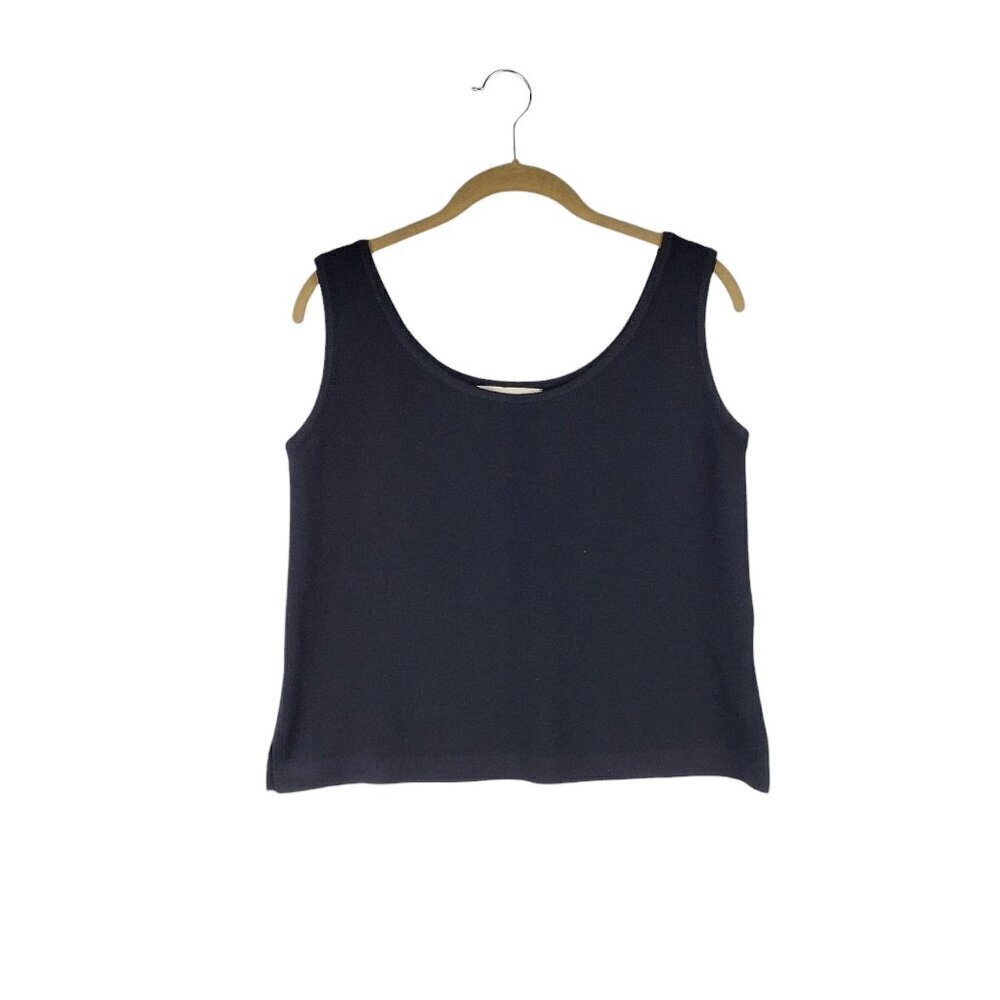 St John Basics Santana Knit Tank Top Black Sleeveless Shell Shirt Size Medium